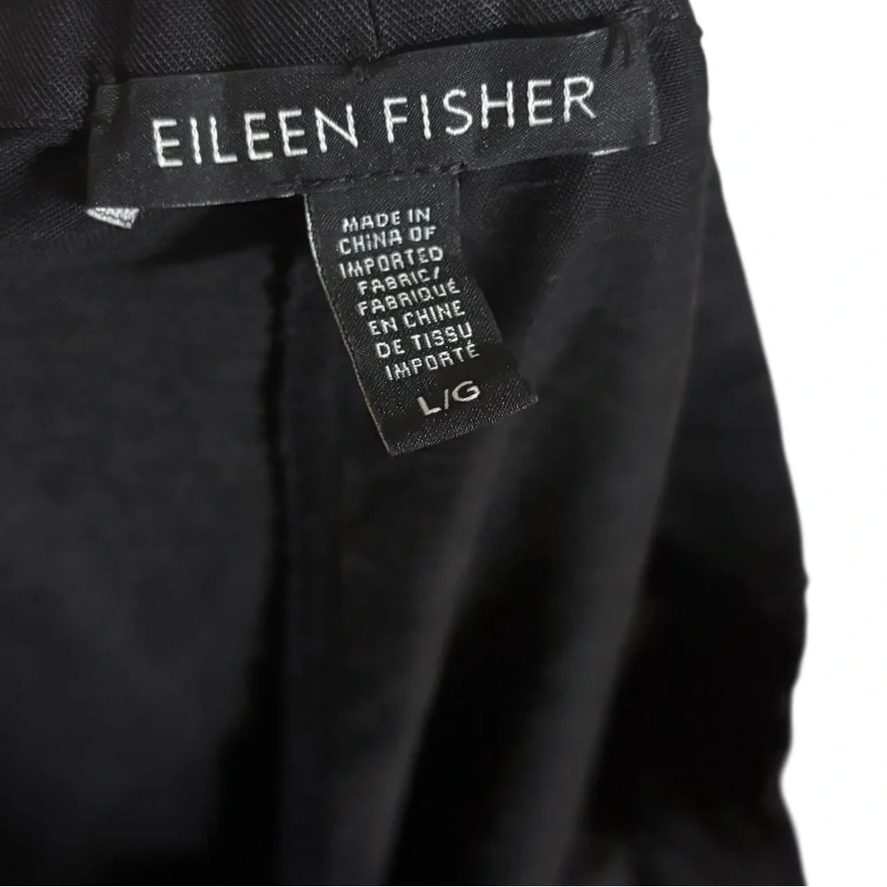 Eileen Fisher Black Tencel Lyocell Straight Leg Pants Large‎